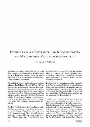 Internationale Kontakte und Kooperationen der Mannheimer Konnektorenprojekte