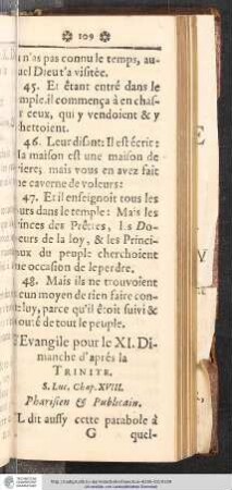 L'Evangile pour le XI. Dimanche d'aprés la Trinité