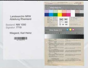 Entnazifizierung Karl Heinz Wiegand, geb. 28.03.1917 (Postbeamter)