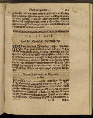 Caput XXVIII. Von der Execution des Urtheils.