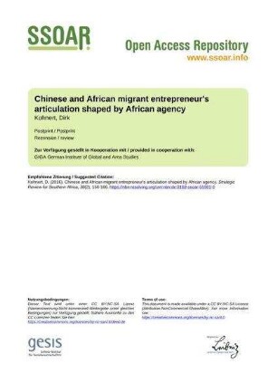 Chinese and African migrant entrepreneur's articulation shaped by African agency