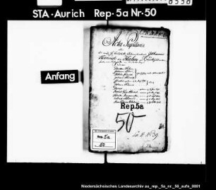 Vormundschaft über die Kinder des landschaftlichen Administrators J.H. von Halem zu Greetsiel