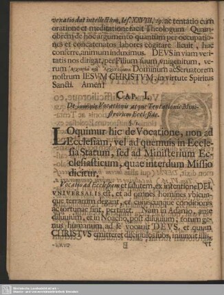 Cap. I. De 'homónymia' Vocationis atque Tentationis Ministrorum Ecclesiae