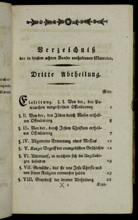 Verzeichniß der in diesem achten Bande enthaltenen Materien.