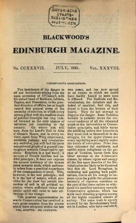 Blackwood's Edinburgh magazine. 38. 1835