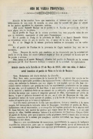 Oro de varias provincias
