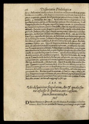 Cap. VI. Ubi disquiritur singulatim, An & qualis futura fuisset Respublica ante lapsum, seu in Innocentiae statu?