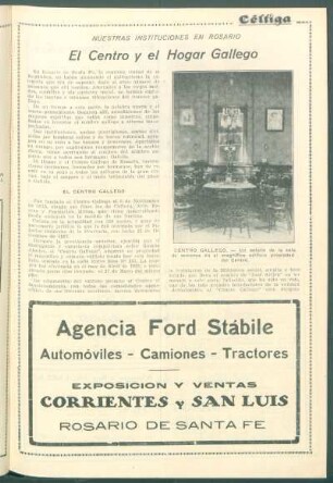 Nuestras instituciones en Rosario : El Centro y el Hogar Gallego