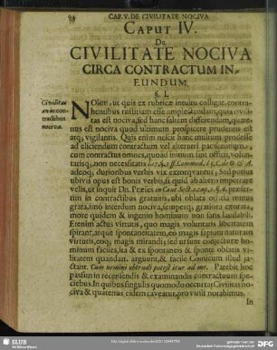 Caput IV [V]. De Civilitate Nociva Circa Contractum In Eundum