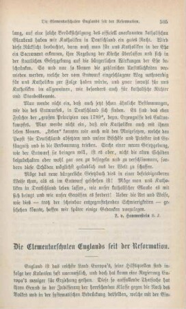 505-516 Die Elementarschulen Englands seit der Reformation