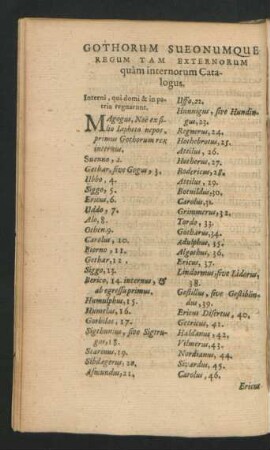 Gothorum Sueonorumque Regum Tam Externorum quam internorum Catalogus.