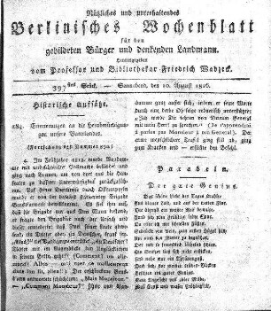 397stes Stueck, 10. August 1816