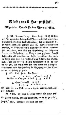 VII. Hauptstück. Allgemeiner Beweis für den Binomial-Satz.