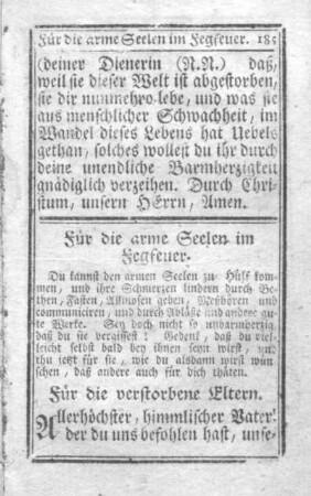 Für die arme Seelen im Fegfeuer.