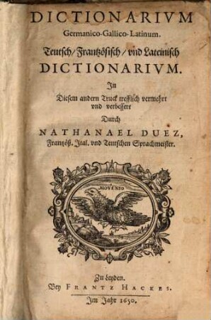 Dictionarium germanico-gallico-latinum