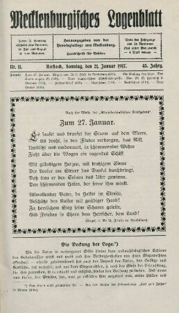 Nr. 11. Rostock, Sonntag, den 21. Januar 1917.
