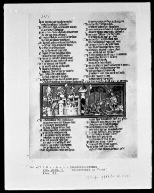 Rudolf von Ems, Weltchronik — Achilles tötet Hektor?, Folio 165recto