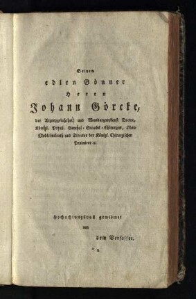 Seinem edlen Goenner ...