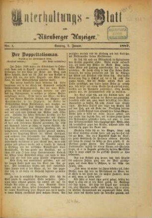 Nürnberger Anzeiger. Unterhaltungs-Blatt. 1887