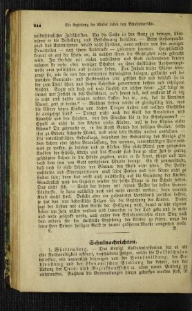 Schulnachrichten : Württemberg