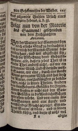 Folgt nun von der Materie des Saamens/ ...