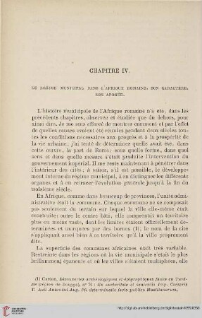 Chapitre IV: Le régime municipal dans l'Afrique romaine. Son caractère. Son Apogée