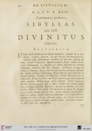 Caput XXIV.: continuatur probatio, Sibyllas non fuisse Divinitus inspiratas