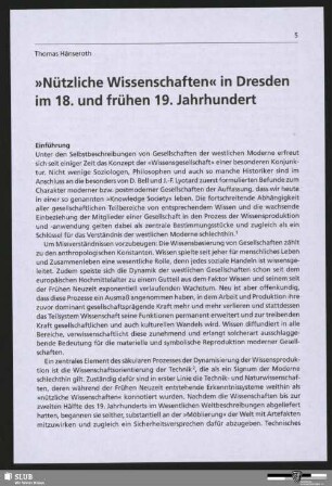 "Nützliche Wissenschaften" in Dresden im 18. und frühen 19. Jahrhundert