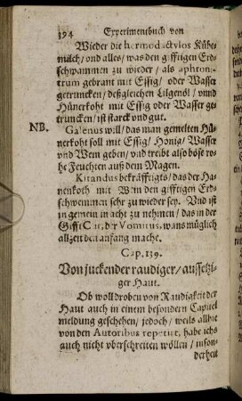 Cap. 139. [ - ] Cap. 142.; Von juckender raudiger/aussetziger Haut [ - ] Was das Blut in wunden stillet.