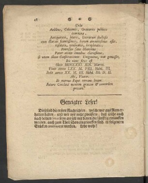 Geneigter Leser!