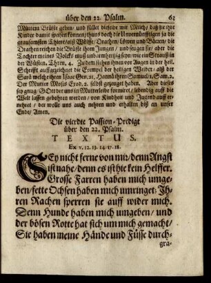 Die vierdte Passion-Predigt über den 22. Psalm.