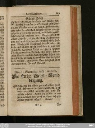 Am XI. Sonntage nach Trinitatis. Die stetige Selbst-Erniedrigung.
