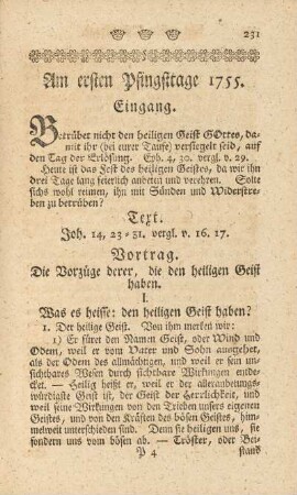 Am ersten Pfingsttage 1755