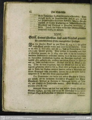 XXVI. Greif, Levinus Christian, sonst Gryphius genannt