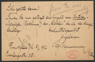 Brief an B. Schott's Söhne : 05.01.1912