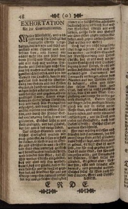 Exhortation An die Communicanten.
