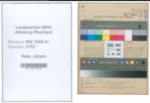 Entnazifizierung Johann Hess , geb. 05.11.1912 (Polizist)