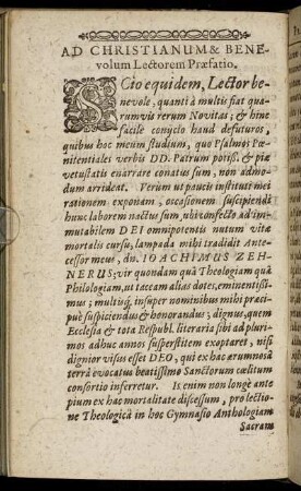 Ad Christianum & Benevolum Lectorem Præfatio.