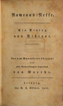 Rameau's Neffe : ein Dialog