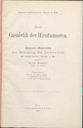 Zur Casuistik der Hirntumoren