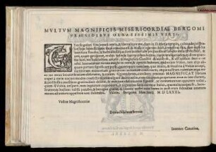 Dedikation an den Stadtrat von Bergamo von Giovanni Cavaccio