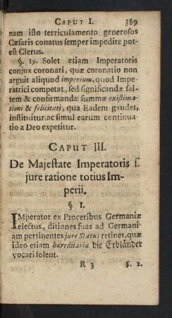 Caput III. De Majestate Imperatoris s. jure ratione totius Imperii.