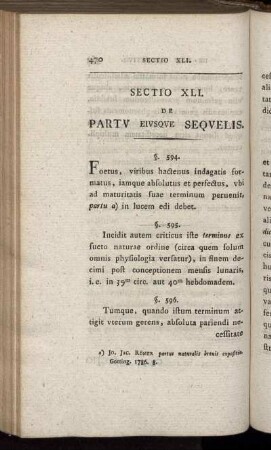 Sectio XLI. De Partu eiusque Sequelis