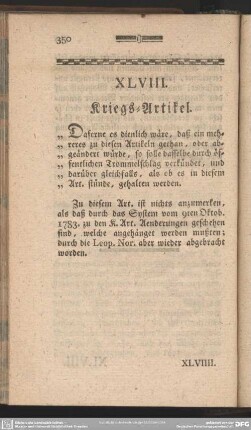 XLVIII. Kriegs-Artikel