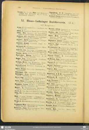XI. Elsass-Lothringer Bezirksverein.