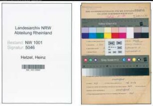 Entnazifizierung Heinz Hetzel, geb. 01.06.1921 (Kreisinspektor)
