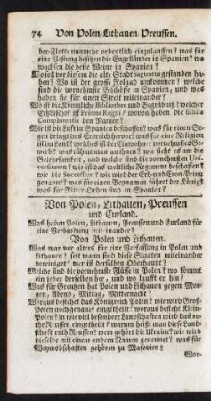Von Polen, Lithauen, Preussen und Curland