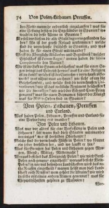 Von Polen, Lithauen, Preussen und Curland