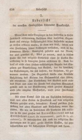 654-697 Uebersicht der neuesten theologischen Litteratur Frankreichs