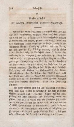 654-697 Uebersicht der neuesten theologischen Litteratur Frankreichs